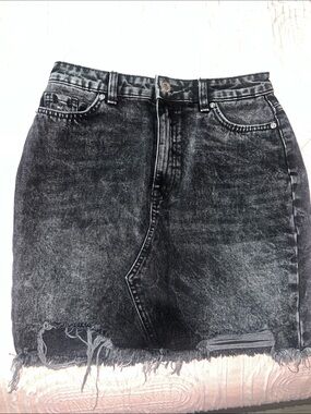 FB Sister Black Denim Mini Skirt
